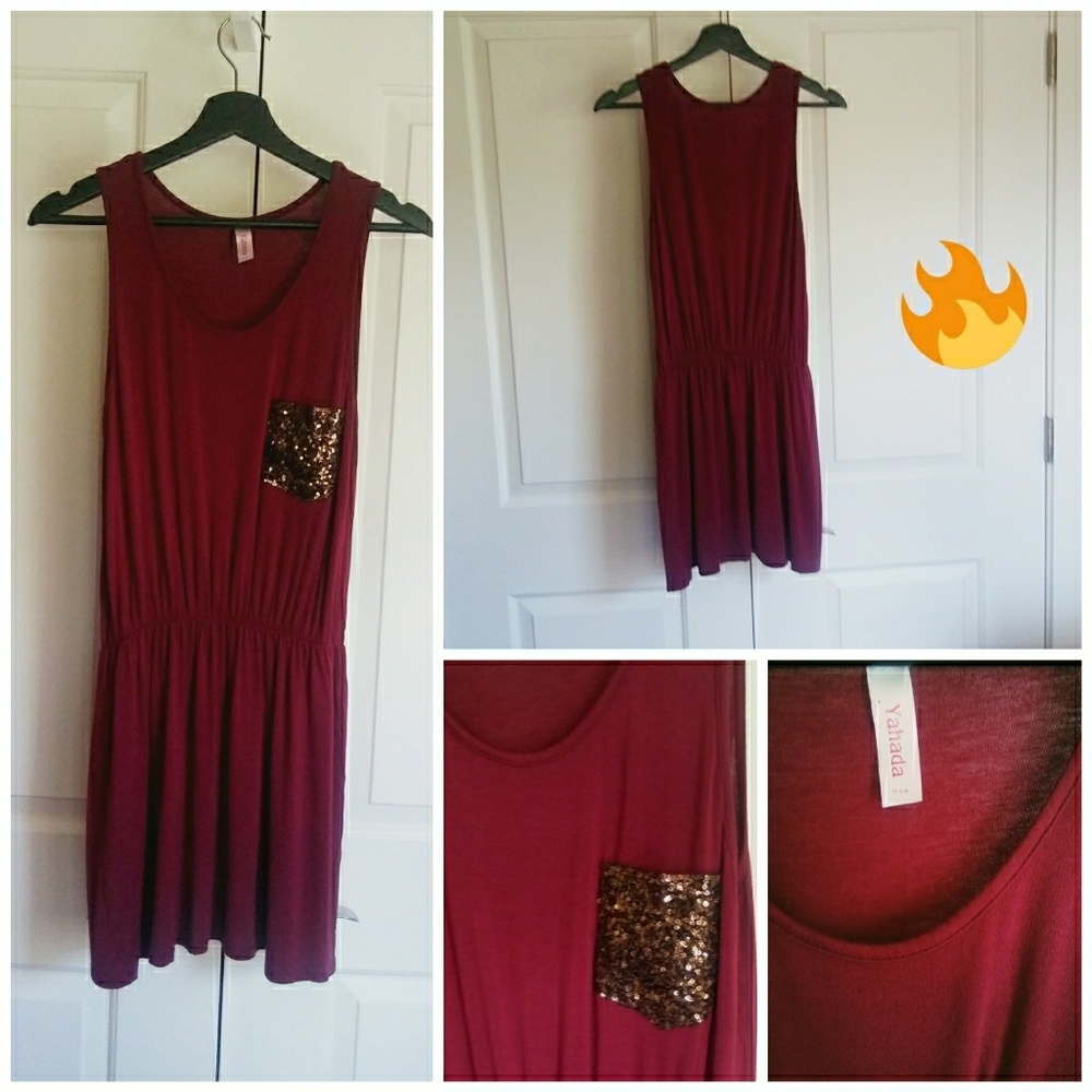 💃Yahada Burgandy Dress 💕